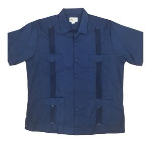 Men's Guayabera 4 Pockets Navy Short Sleeve